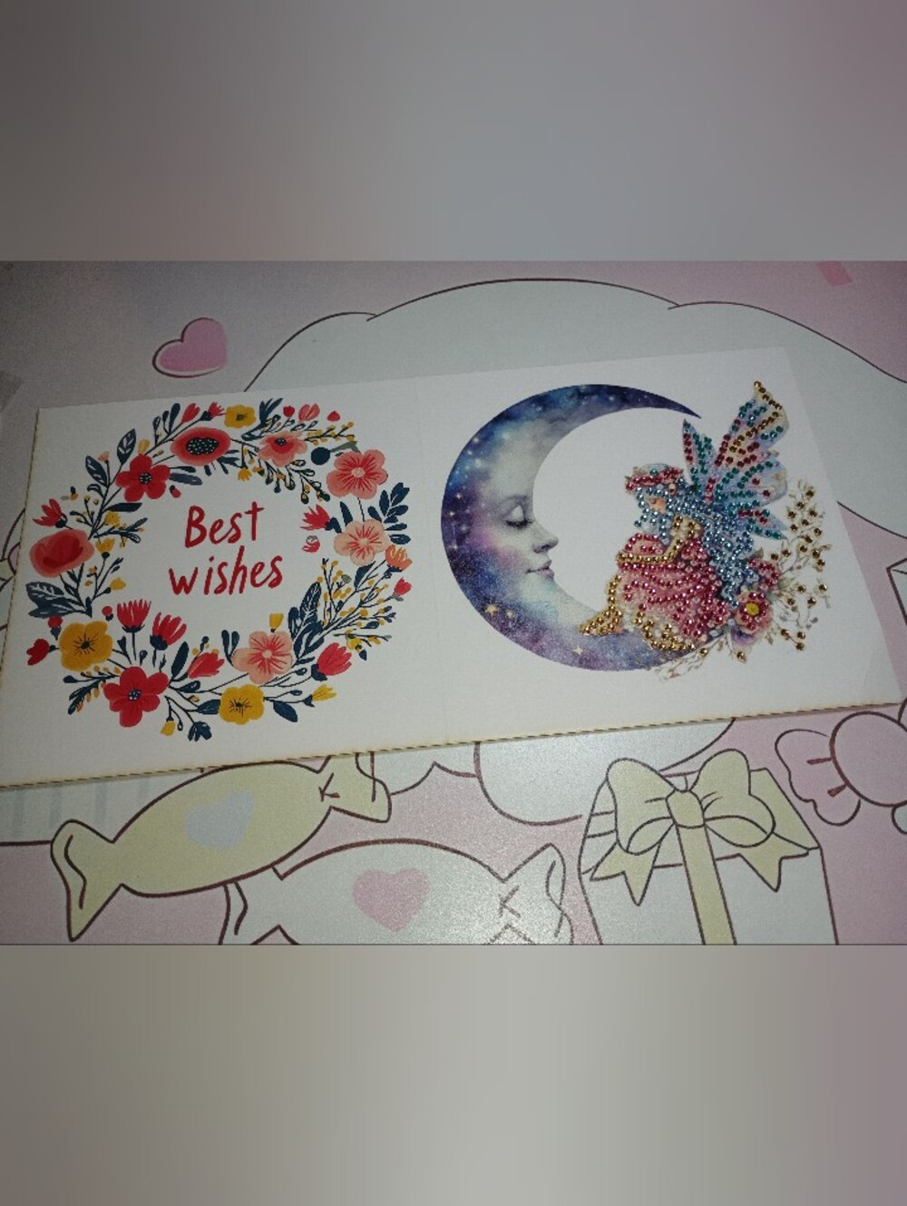 Moon & Fairy Rhinestone Card - Handmade - Picture 2 of 3